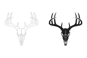 Majestic Deer Skull Illustration in Black and White vector
