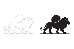 Essential Lion Silhouettes with Sunset in a Sleek Style vector