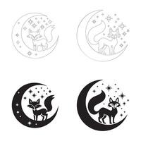 Enchanting Night-Themed Fox Designs for Digital and Print Use vector