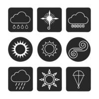 Weather icons outline style meteorological symbols. vector