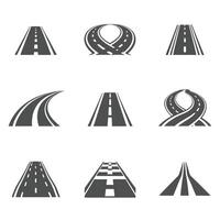 Road icons minimal highway design elements. vector