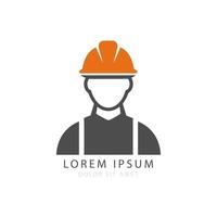Illustration of Construction Worker, Safety and Industry Concept Logo, Isolated on White Background vector