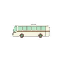 Illustration of a Vintage Bus with Green Windows, Brown Tires, and Beige Body in a Side View, Outdoors During Daytime vector
