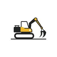 Illustration of a Yellow and Black Excavator on a White Background vector