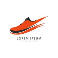 Illustration of an Orange Running Shoe with Speed Lines vector