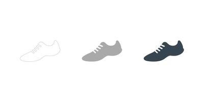 Editable Stroke Shoe Illustrations in Three Different Styles on White Background vector