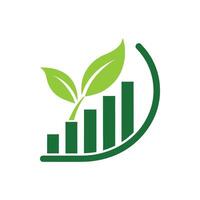 Green Leaf Growth Chart Icon Representing Sustainable Development and Environmental Progress Outdoors vector
