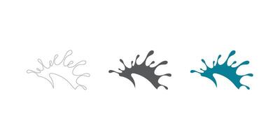 Abstract Splash Illustrations in Three Styles - Outline, Gray, and Blue vector