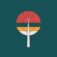 Abstract Tree Illustration Featuring Vibrant Geometric Shapes in Bold Red, Yellow, and Clean White Tones with Minimalistic Design vector
