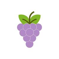 Illustration of a Bunch of Purple Grapes with Green Leaves in a Vibrant Cartoon Style vector