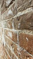 Background of an old brick wall is a side view photo
