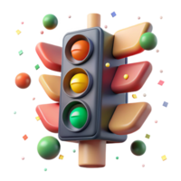 stunning abstract Realistic Traffic Light 3d Render Transparent high resolution png