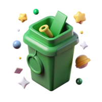 extraordinary rustic Recycling Bin Green Container Top View Isolated for Waste Management png
