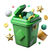elegant creative Recycling Bin Green Container Top View Isolated for Waste Management professional png