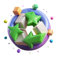 dramatic artistic Recycling Symbol 3d Isometric View Transparent detailed png