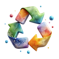 wonderful creative Recycling Symbol Watercolor Paint Effect Cutout authentic png