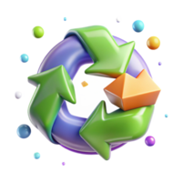 impressive artistic Recycling Symbol with Arrow Circular Motion Transparent Background high quality png