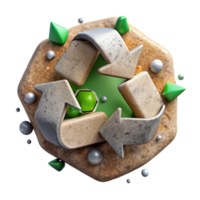 serene modern Recycling Symbol Stone Texture Rustic Style Isolated high resolution png