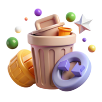 impressive artistic Recycling Symbol with Trash Can Dispose Properly Isolated png