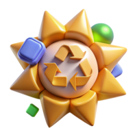 extraordinary rustic Recycling Symbol with Sun Solar Energy Isolated authentic png
