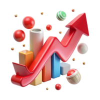 vibrant abstract Red Arrow Upward Trend Chart Transparent for Sales Growth authentic png