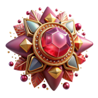 stunning creative Ruby Brooch Ornate Design Isolated on Transparent Background high quality png