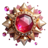 stunning minimalist Ruby Brooch Ornate Design Isolated on Transparent Background high resolution png