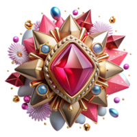 extraordinary rustic Ruby Brooch Ornate Design Isolated on Transparent Background genuine png