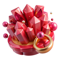 elegant rustic Ruby Ring Cluster Design Isolated on Transparent Background high quality png