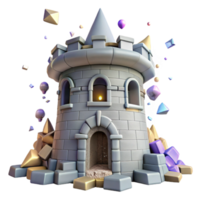 extraordinary traditional Ruined Castle Tower Cutout for Medieval Architecture authentic png