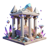 serene minimalist Ruined Temple with Columns Isolated for Ancient Civilization high quality png