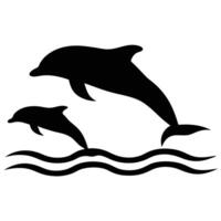 2 Silhouette of a Dolphin Leaping Out of Water vector