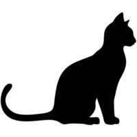 Simple Silhouette of a Sitting Black Cat vector
