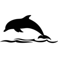 Silhouette of a Dolphin Leaping Out of Water vector
