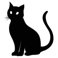 A clean, bold silhouette of a black cat sitting in profile view. vector