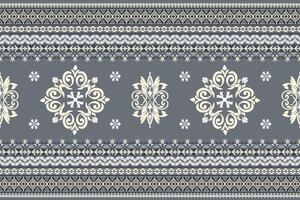 Seamless white and yellow floral damask shape with geometric ethnic tradition pattern texture on gray and black background vector