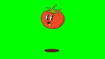 Animation of a cute tomato character bouncing repeatedly video
