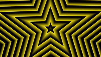 A mesmerizing geometric pattern of glowing yellow stars with layered depth, creating an optical illusion effect against a black background. video