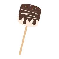 Delicious Marshmallows Covered with Chocolate on Sticks vector