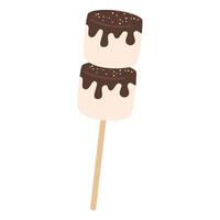 Delicious Marshmallows Covered with Chocolate on Sticks element vector