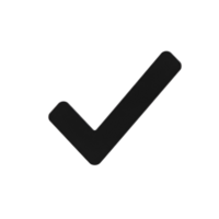 A sleek and modern depiction of a check mark symbol against a solid colored space transparent background png