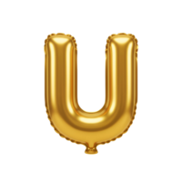 A shiny golden letter u balloon floating in the white creating a festive and elegant atmosphere transparent background png