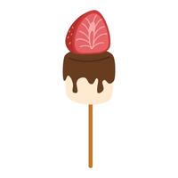 Marshmallow and strawberry in chocolate, on a Stick vector