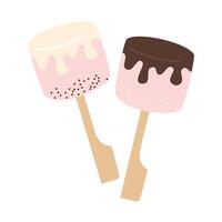 Marshmallows on Stick and Chocolate vector