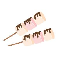 Marshmallows Covered with Chocolate on Sticks vector