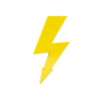A glossy yellow lightning bolt symbol isolated, rendered with a simple and clean aesthetic design transparent background png