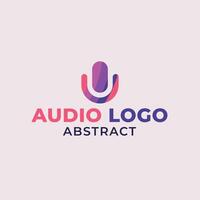 Audio Logo Design. Modern Abstract Logo template. Voice Mic Flat logo design. Minimal symbol Shape with cool color scheme. vector