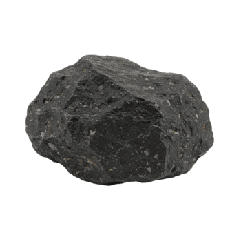 A single white colored rock with rough texture and small inclusions isolated in a plain setting transparent background png