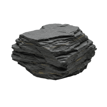 un' stratificato roccia formazione con un' ruvido struttura e visibile strati contro un' pianura fondale trasparente sfondo png