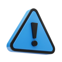 A blue triangle with a exclamation point inside with a border on a plain isolated simple setting view transparent background png
